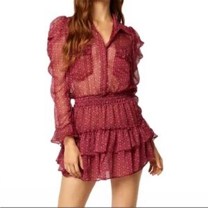 Misa Anika Floral Chiffon Long sleeve mini Ruffle Dress